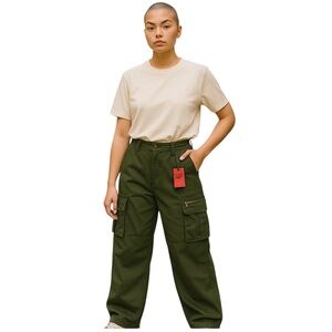 Emmiol Pants Womens Size Large Olive‎ Green Cotton Cargo Streetwear Y2K Hipster